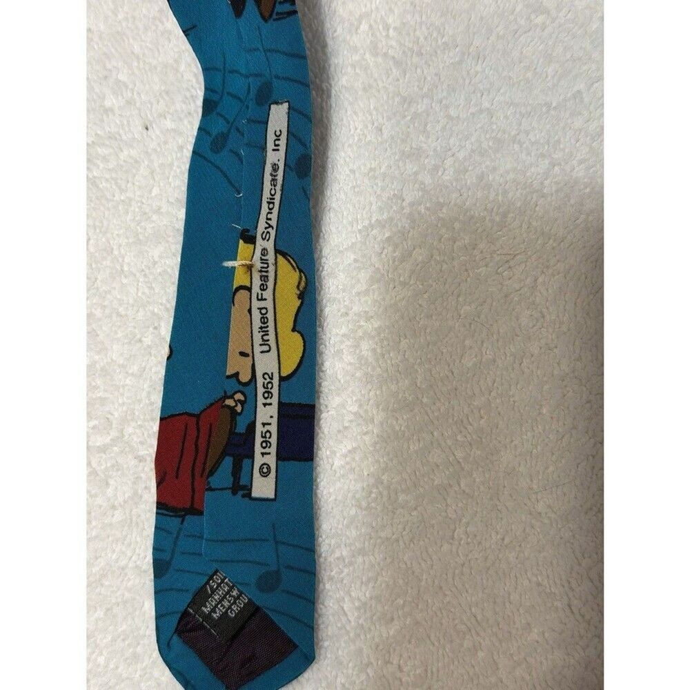 Vintage Peanuts Snoopy Tie 100% Silk made in the USA Music Notes 56" - Picture 6 of 8